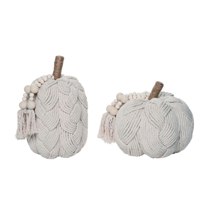 Transpac Large Rope Braided Pumpkin Decor Set Of 2 Assortment