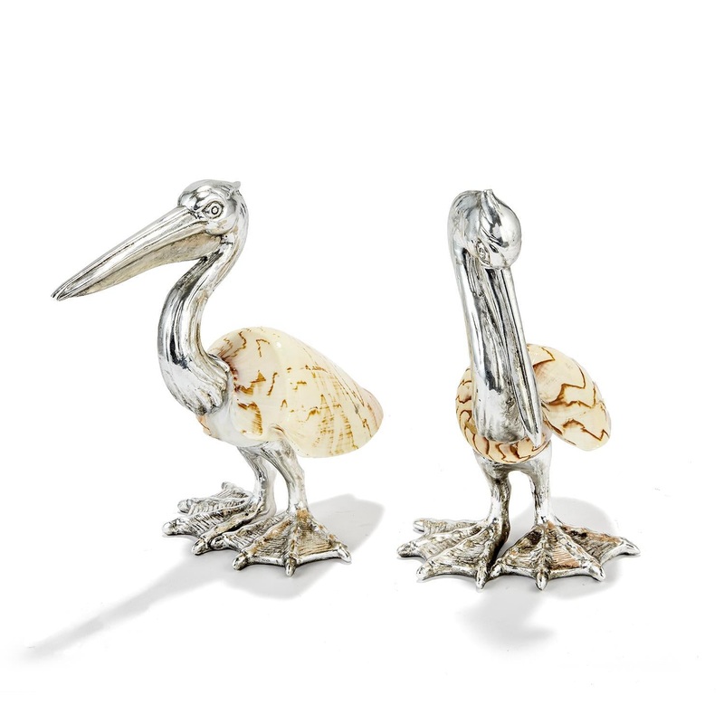 Two’s Company Set of 2 Shell Sculpture Pelicans