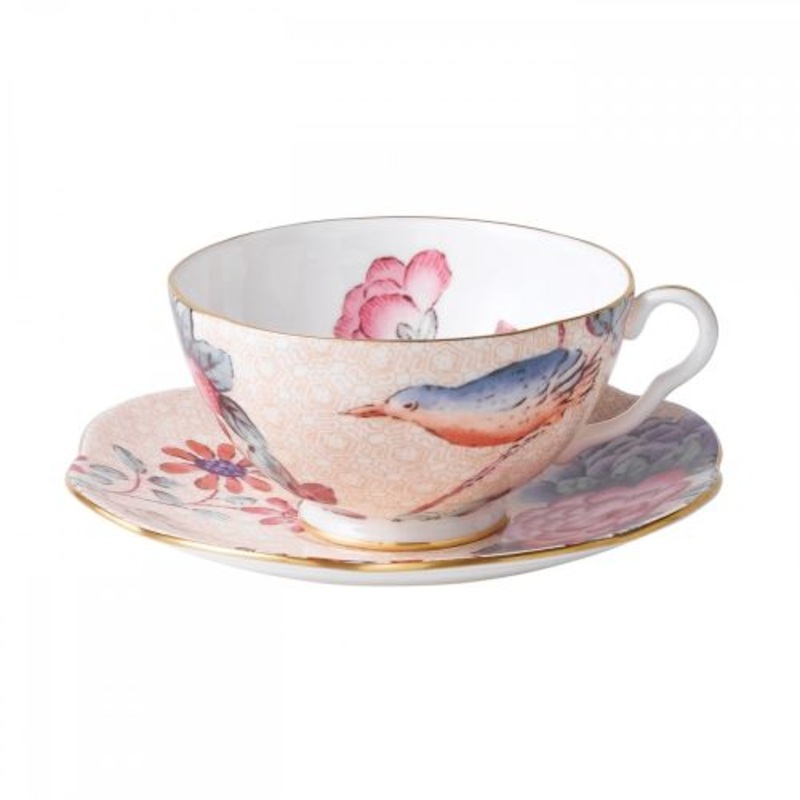 Wedgwood Cuckoo Teacup & Saucer Set Peach