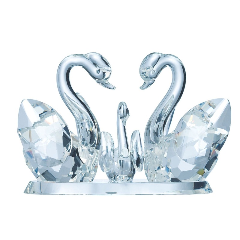 Galway Crystal Swan Family Figurine, Glass, 4