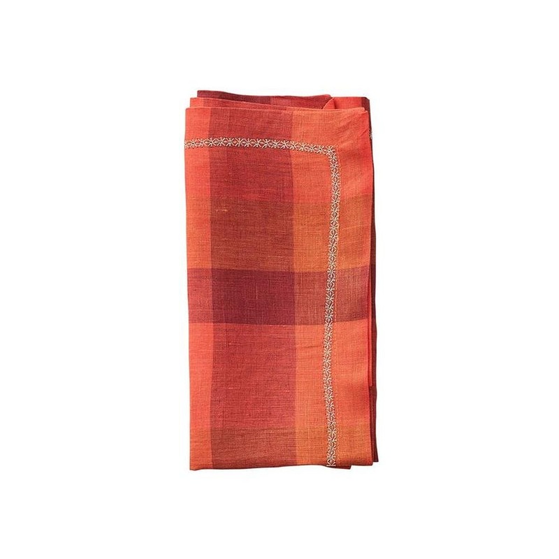 Kim Seybert Napkin Tartan Red OrangeSet Of 4