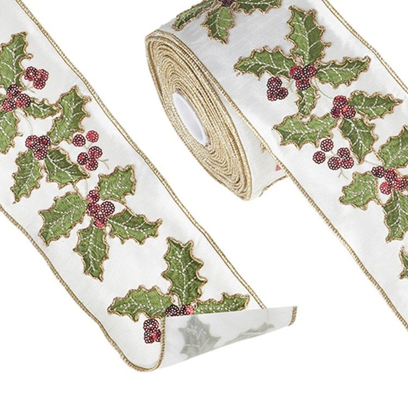 Raz Imports 2022 4 X 10′ Holly Wired Ribbon