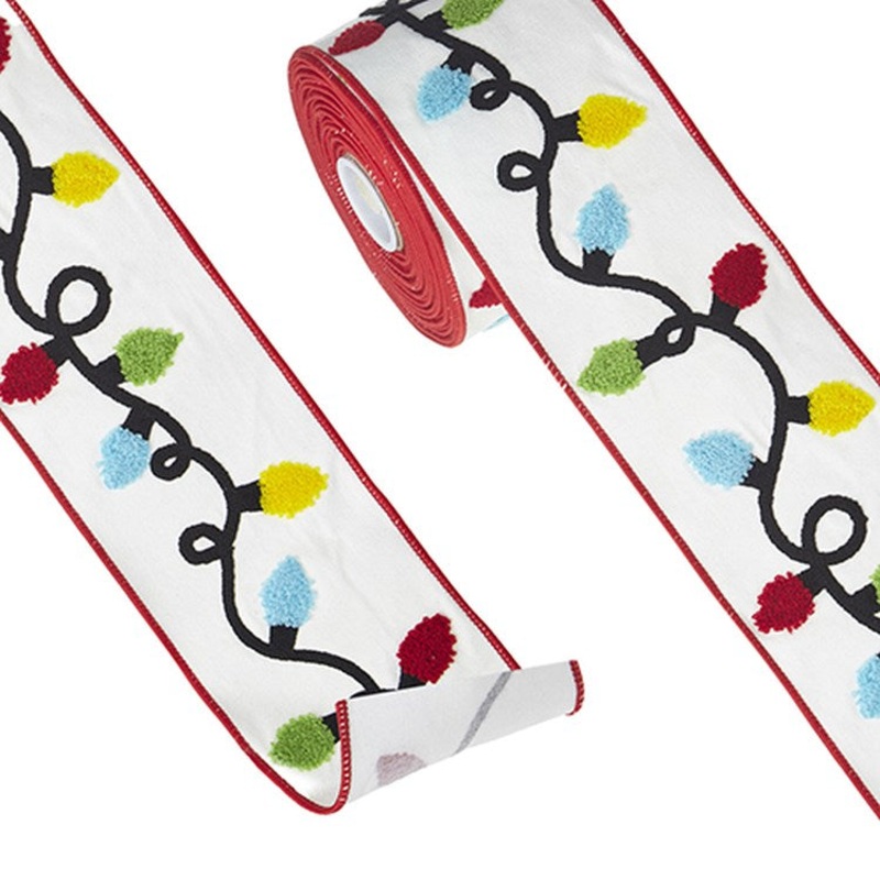 Raz Imports 2022 4 X 10 Yards Light Strand Embroidered Wired Ribbon