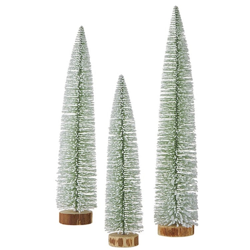 Raz Imports 2022 Winter Cottage 22 Thin Snowy Bottle Brush Tree, Set of 3