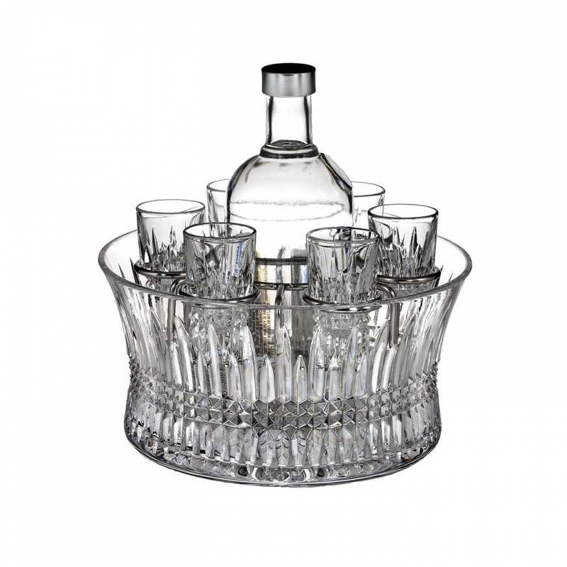 Waterford Lismore Diamond Vodka Set In Chill Bowl