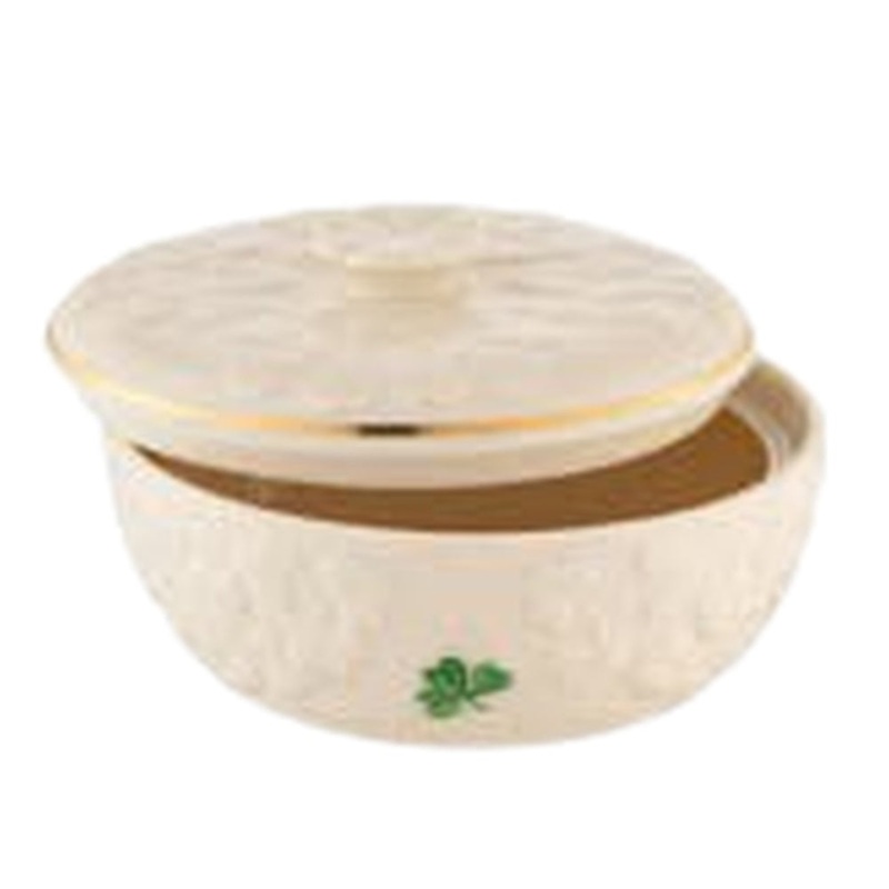 Belleek Fields of Shamrocks Small Trinket Box – Keepsake Decorative Storage