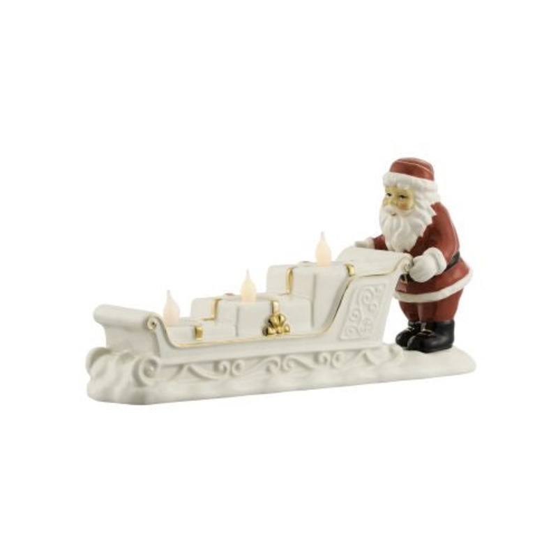 Belleek Santa Sleigh Votive, White, China, 6 x 8 x 8