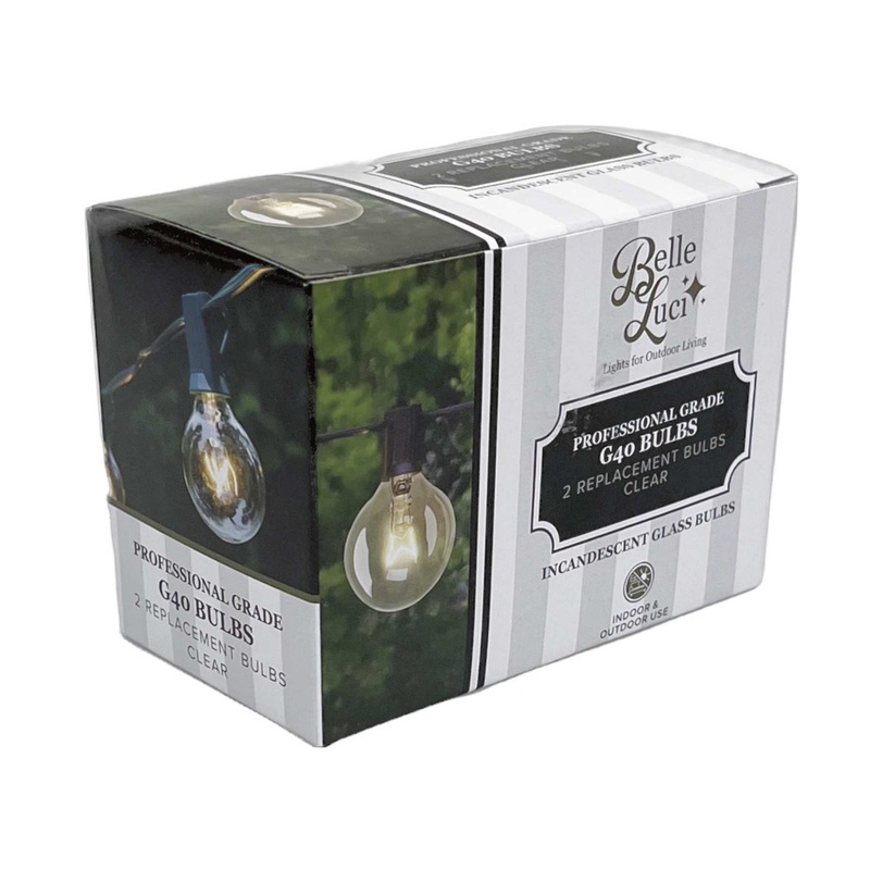 Holiday Bright Lights G40 Indoor/Outdoor Garden Lights Replacement Bulb 2 Pack Glass – Clear