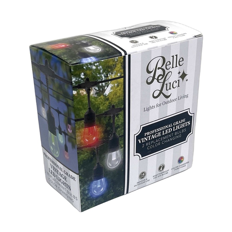 Holiday Bright Lights Indoor/Outdoor S14 Garden Lights Flickering Vintage Patio Replacement Bulb 2 Pack Color Changing Shatterproof