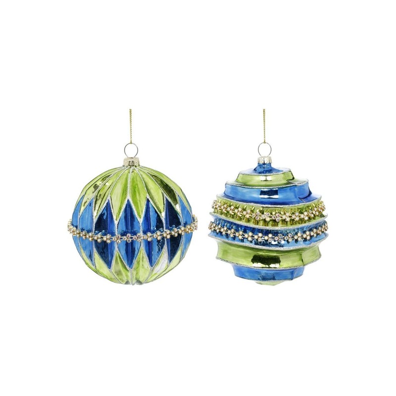 Mark Roberts Christmas 2024 Jeweled Banded Ornament, Assortment Of 2 – 4 Inches