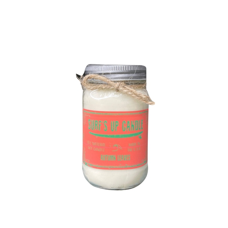 Surfs Up Candle Original Collection Autumn Leaves Large Mason Jar Scented Candle Orange 16Oz