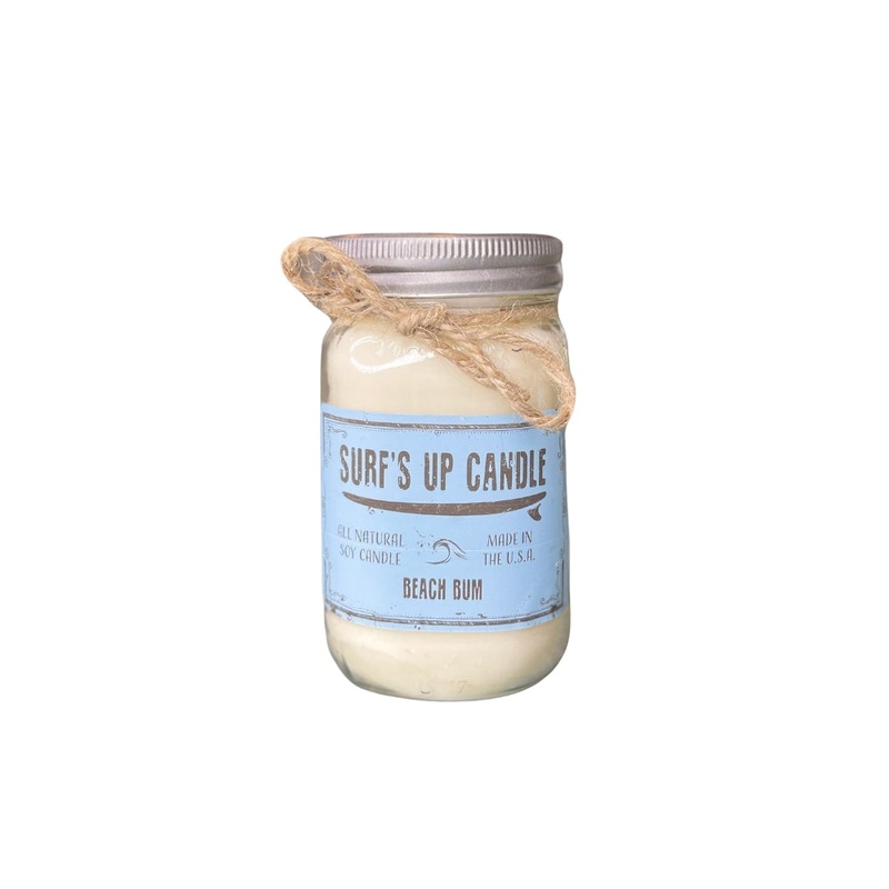 Surfs Up Candle Original Collection Beach Bum Large Mason Jar Scented Candle Blue 16Oz