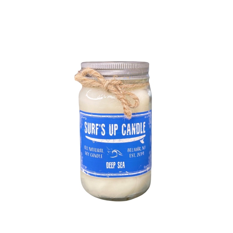 Surfs Up Candle Original Collection Deep Sea Large Mason Jar Scented Candle Blue 16Oz