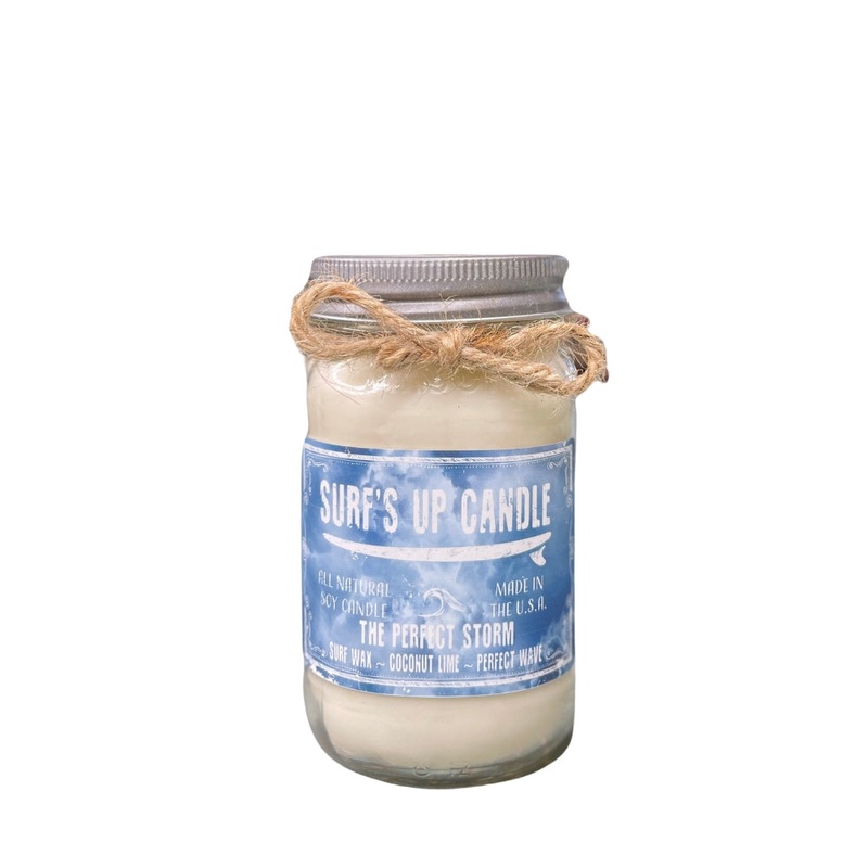 Surfs Up Candle Original Collection Perfect Storm Large Mason Jar Scented Candle Blue 16Oz