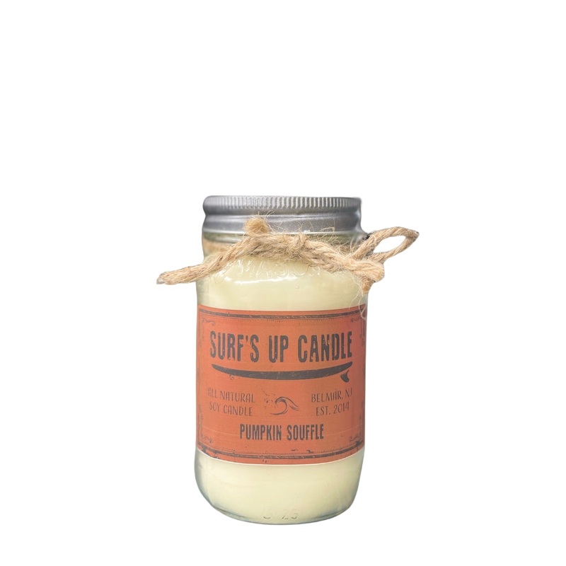 Surfs Up Candle Original Collection Pumpkin Souffle Large Mason Jar Scented Candle Brown 16Oz
