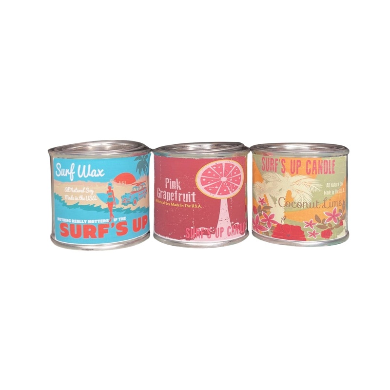 Surfs Up Candle Vintage Collection 1/4 Pint Paint Can Scented Candle Trio