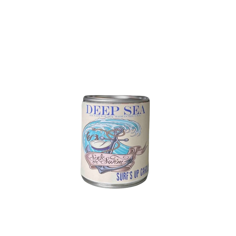 Surfs Up Candle Vintage Collection Deep Sea Pint Paint Can Scented Candle White 16Oz