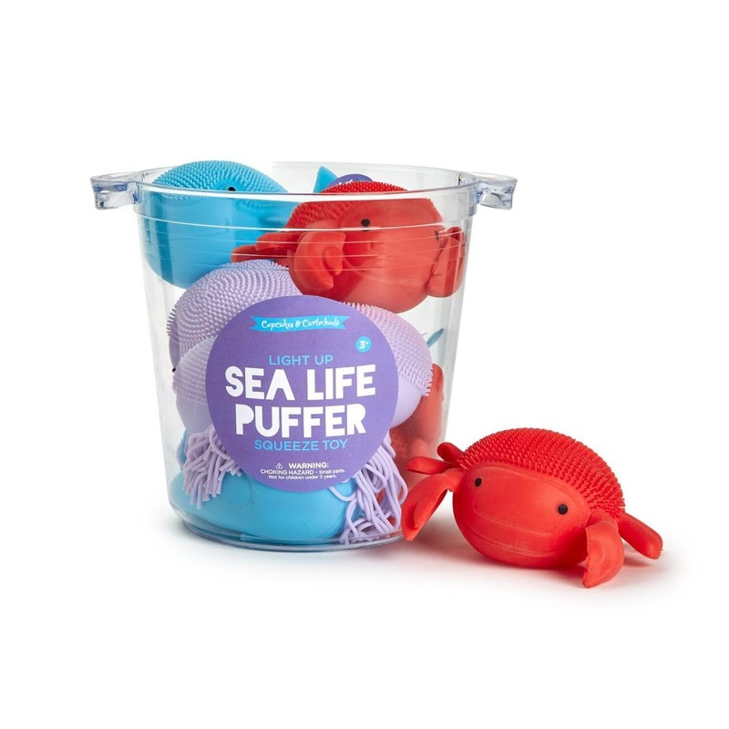 Two’s Company 18-Pieces Light Up Sea Life Puffer Toy with Bucket In 3 Designs