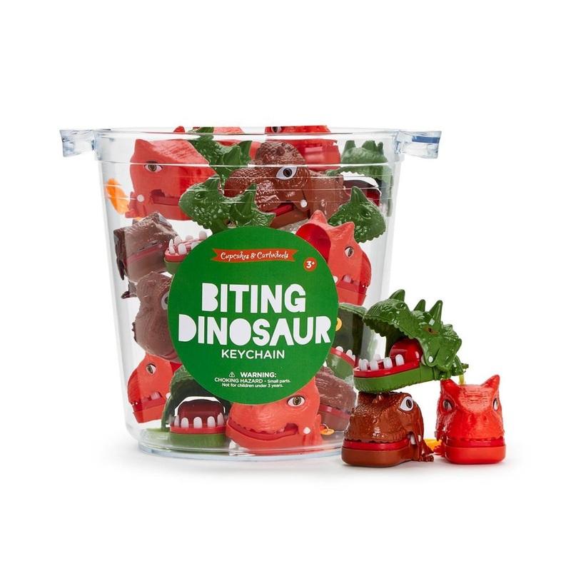 Two’s Company Big Bite 30-Pieces Mini Biting Dinosaur Clip-on Game with Bucket In 3 Designs/Colors