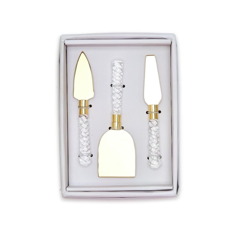 Two’s Company Crystal Clear Set of 3 Cheese Knives in Gift Box