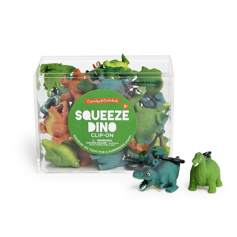 Two’s Company Glitterosaurus 36-pcs Surprise Squeeze Dinosaur w/ Clip-On Attachment in 4 Designs