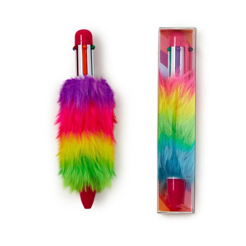 Two’s Company Rainbow Fuzzies 20-Pieces Plush Rainbow 6 Colors Pen in Gift Box (refillable)