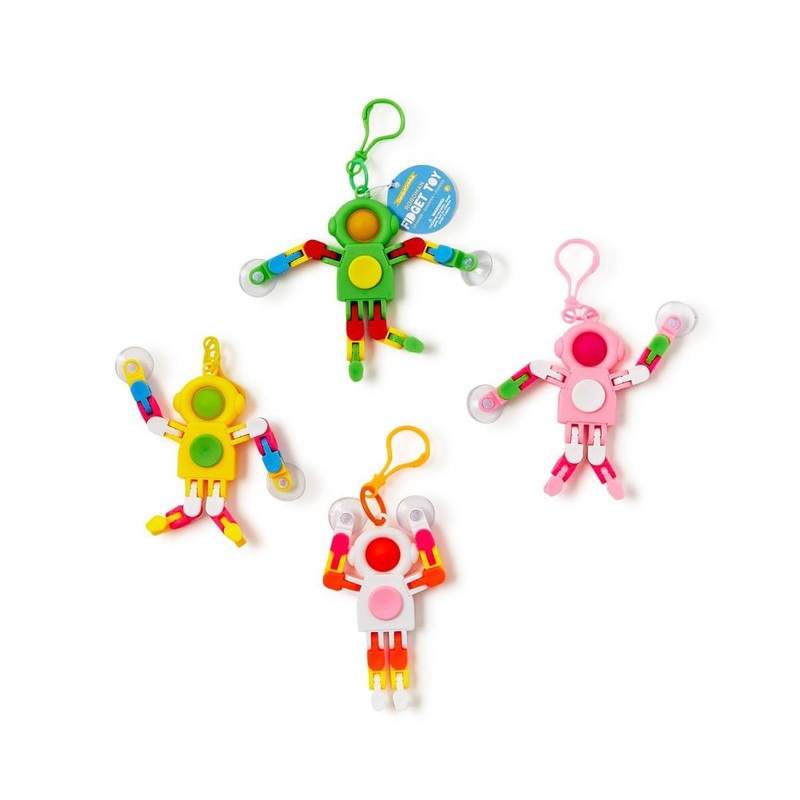 Two’s Company Refill for Roboman 36-Pieces Multi Fidget with Suction and Clip-on Attachments In 4 Colorations