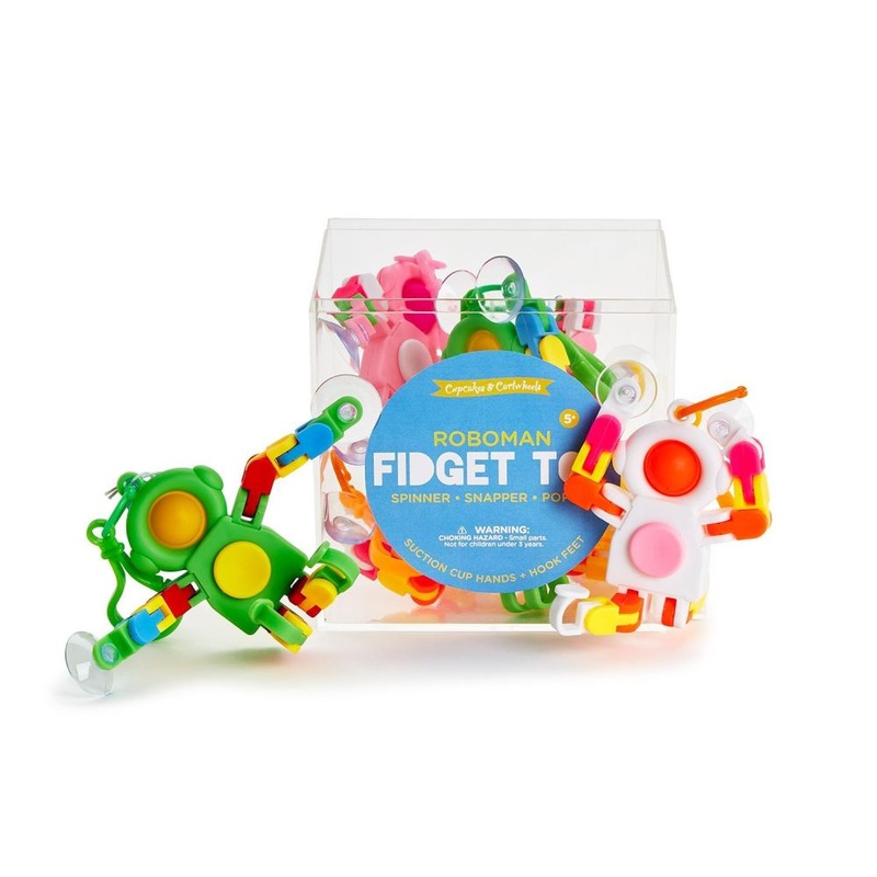 Two’s Company Roboman 36-Pieces Multi Fidget with Suction and Clip-on Attachments with 4 Colorations