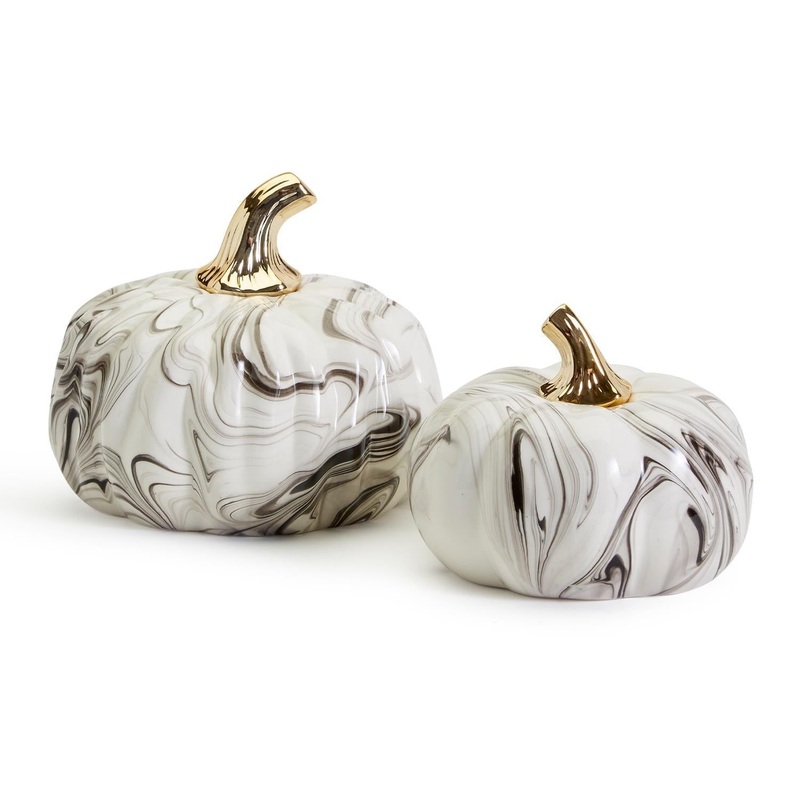 Two’s Company Set of 2 Black & White Pumpkins