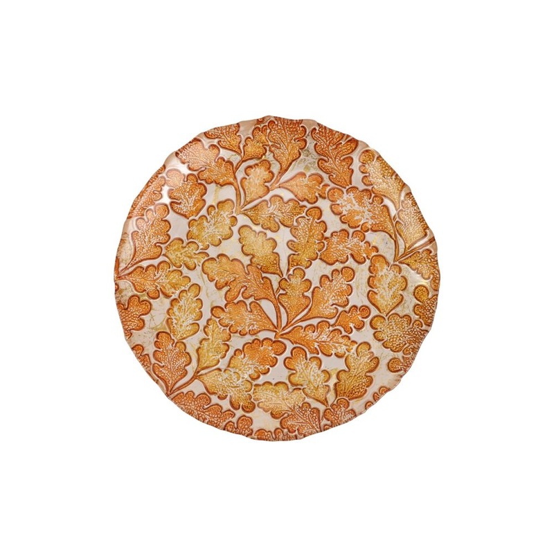 Vietri Autunno Glass Salad Plate – 8 Italian Handmade Snack Lunch Dessert and Appetizer Dining Dish