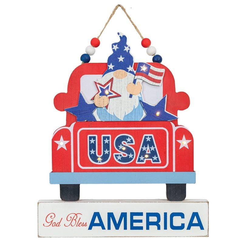 Hanna’s Handiworks America Gnome Truck Hanger With Led