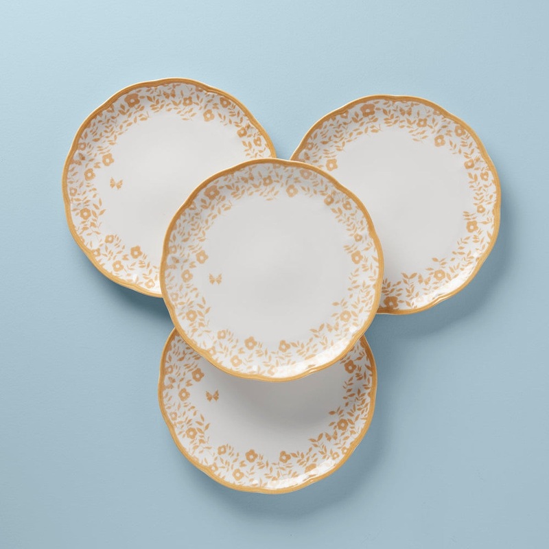 Lenox Butterfly Meadow Cottage Accent Plate, Set of 4, Goldenrod