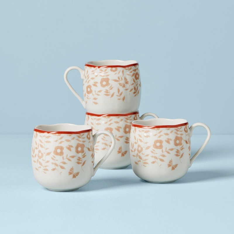 Lenox Butterfly Meadown Cottage, Set Of 4 Mugs – Saffron