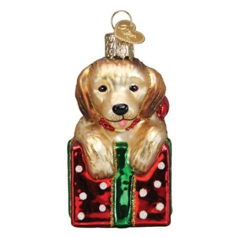 Old World Christmas Golden Puppy Surprise Ornament