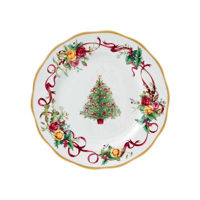 Royal Albert Old Country Roses Christmas Tree Dinnerware Dinner Plate