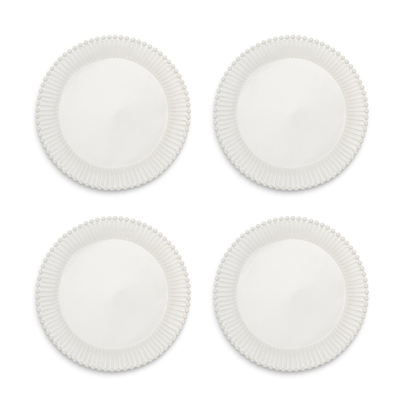 Two’s Company Heirloom Set of 4 Pearl Edge Dinner Plates