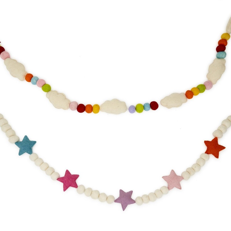 Two’s Company Merry Making Hand-Crafted Wool Felt Garland Assorted of 2 Designs