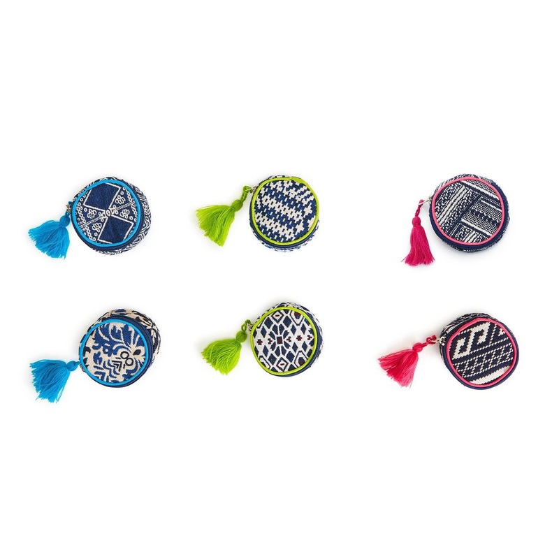 Two’s Company Multicolored Round Jewelry Pouch Assorted of 6