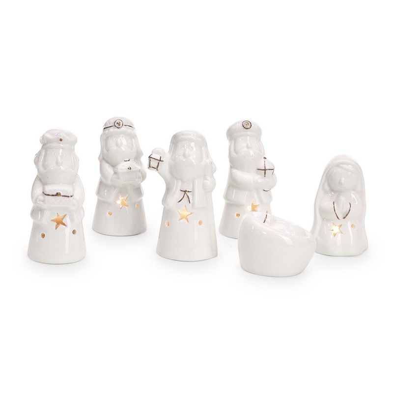 Two’s Company Silent Night 6-Pieces Light Up Keepsake Nativity Set In Gift Box