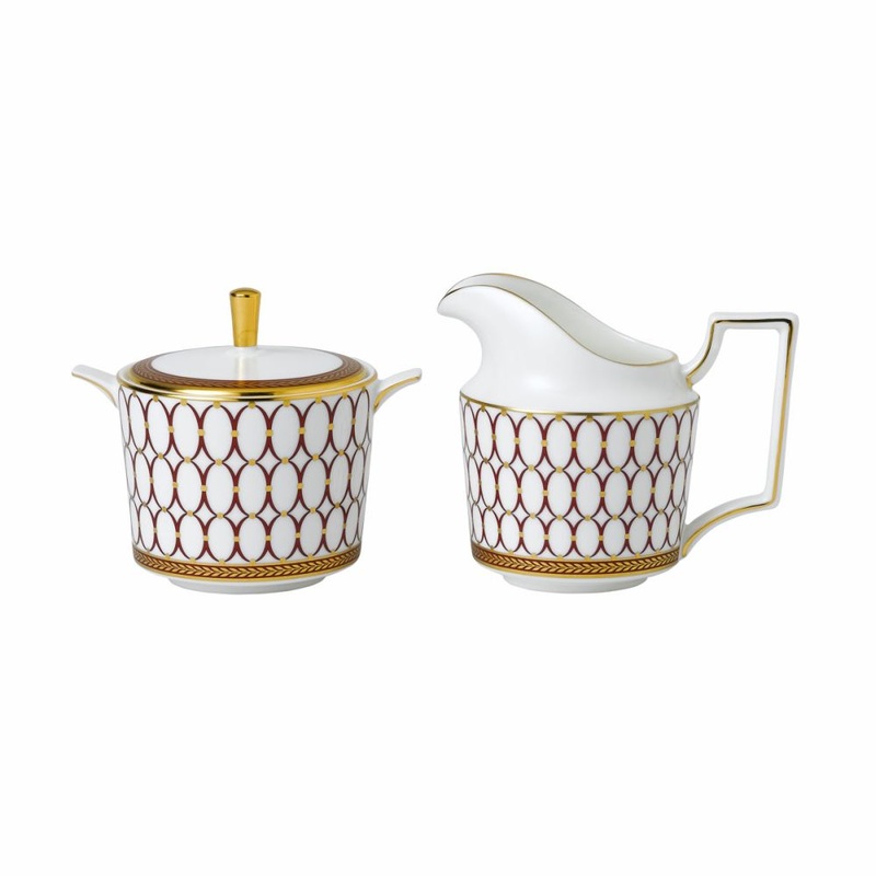 Wedgwood Renaissance Red Sugar & Creamer Set
