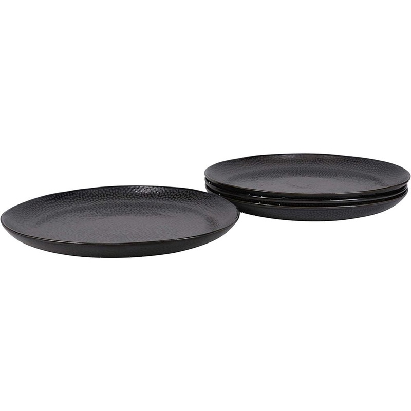 BIA Cordon Bleu Set of 4 Serene Black Creme Dinner Plates, 10.25