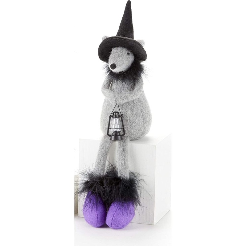 Delton 17.5 Sitting Witch Hat Mouse, Purple