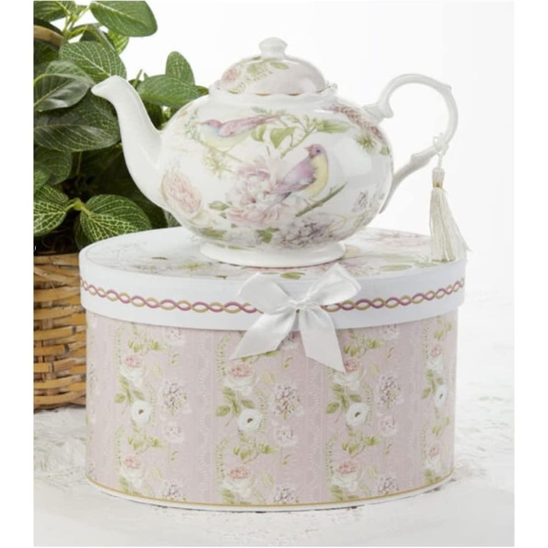 Delton 9.5 X 5.6 Porcelain Tea Pot, Rose Bird