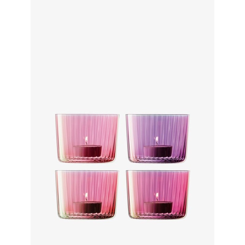 LSA International Gems Tealight Holder H6Cm Assorted Garnet Set Of 4