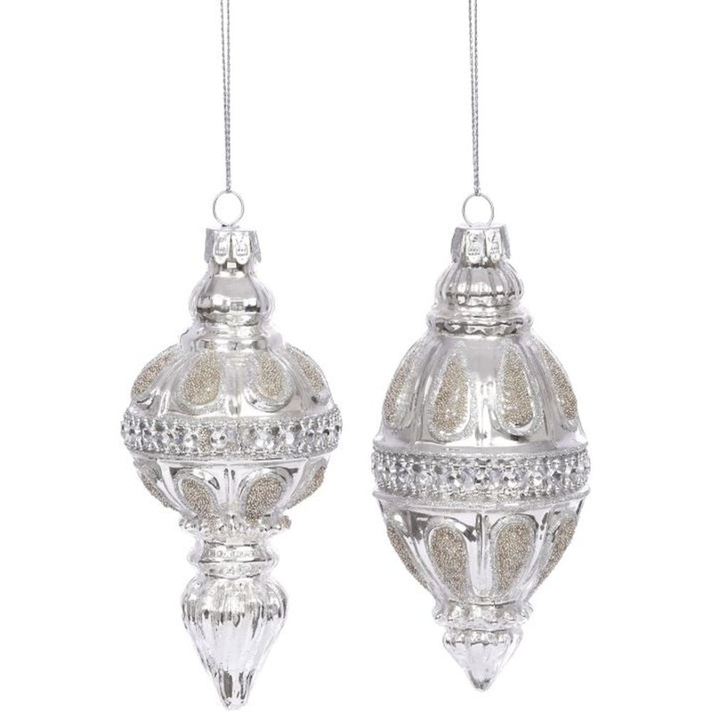 Mark Roberts 2022 Banded Finial Ornament, Assortment Of 2 4.5 Inches