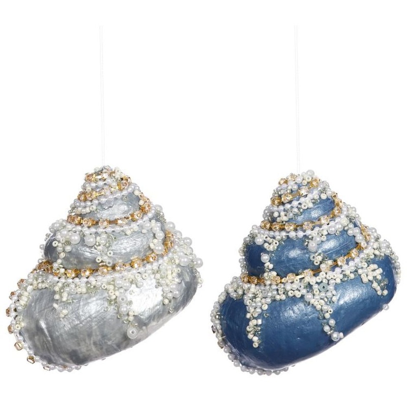 Mark Roberts 2022 Beaded Seashell Ornament, Assortment of 2 4 Inches