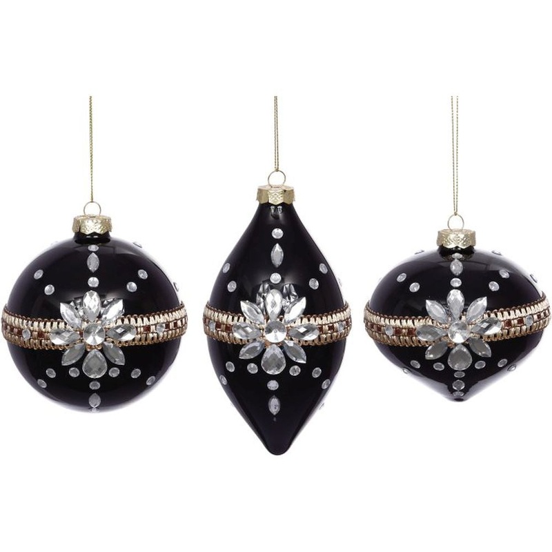 Mark Roberts 2022 Black Glitter Ornament, Assortment Of 3 4 Inches