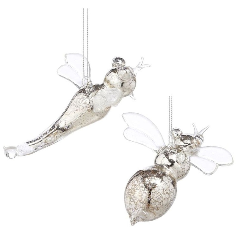 Mark Roberts 2022 Crystal Bee And Dragonfly Ornament, Assortment Of 2 4-5 Inches