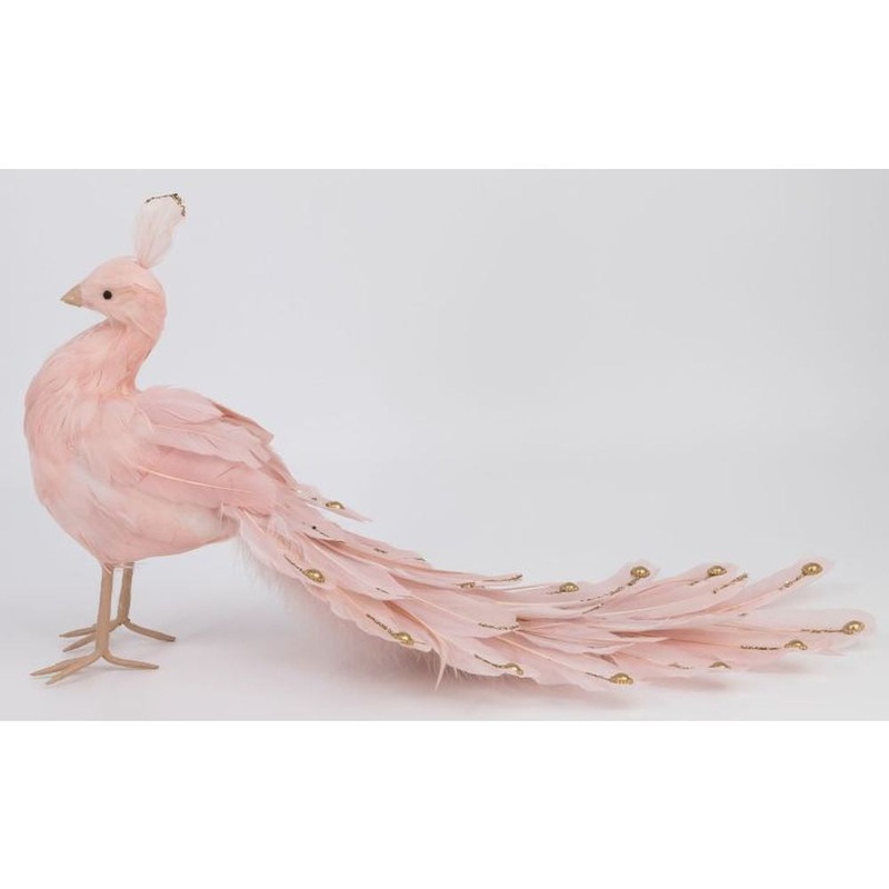 Mark Roberts 2022 Elegant Pink Peacock Figurine 20 X 11 Inches