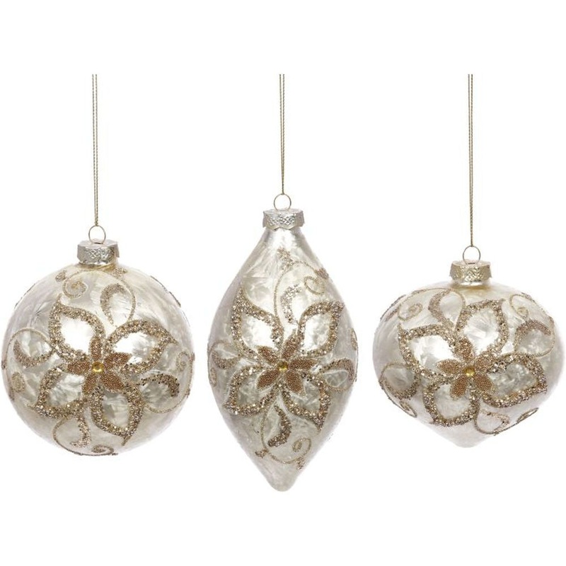Mark Roberts 2022 Floral Swirl Ornament, Assortment Of 3 4 Inches